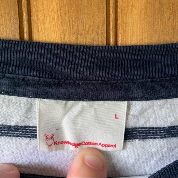 KNOWLEDGECOTTON Apparel Striped Long Sleeve Crew Neck Sweater - Men’s Size Large - Picture 3 of 9